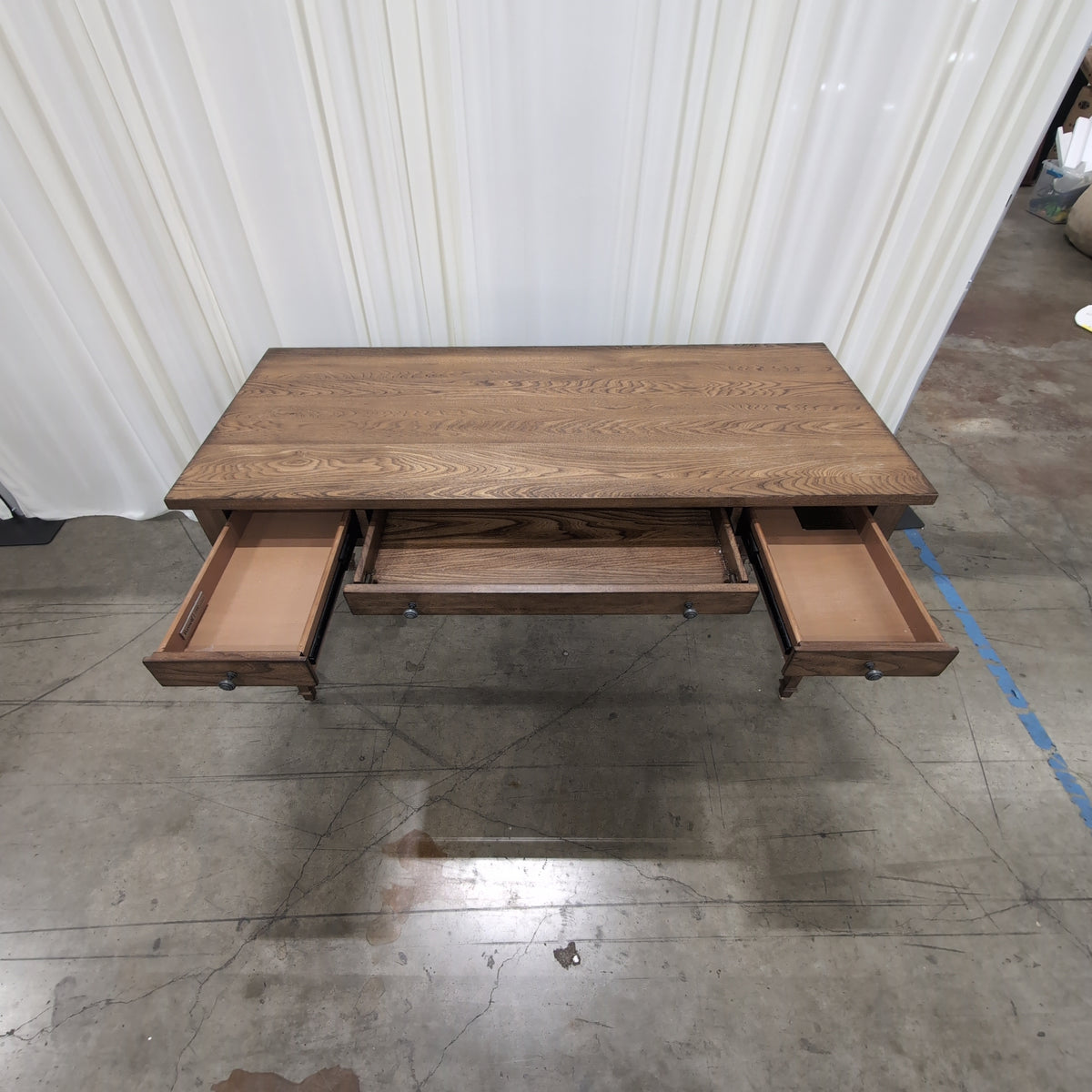 Classic Brown Wood Desk with Two Drawers
