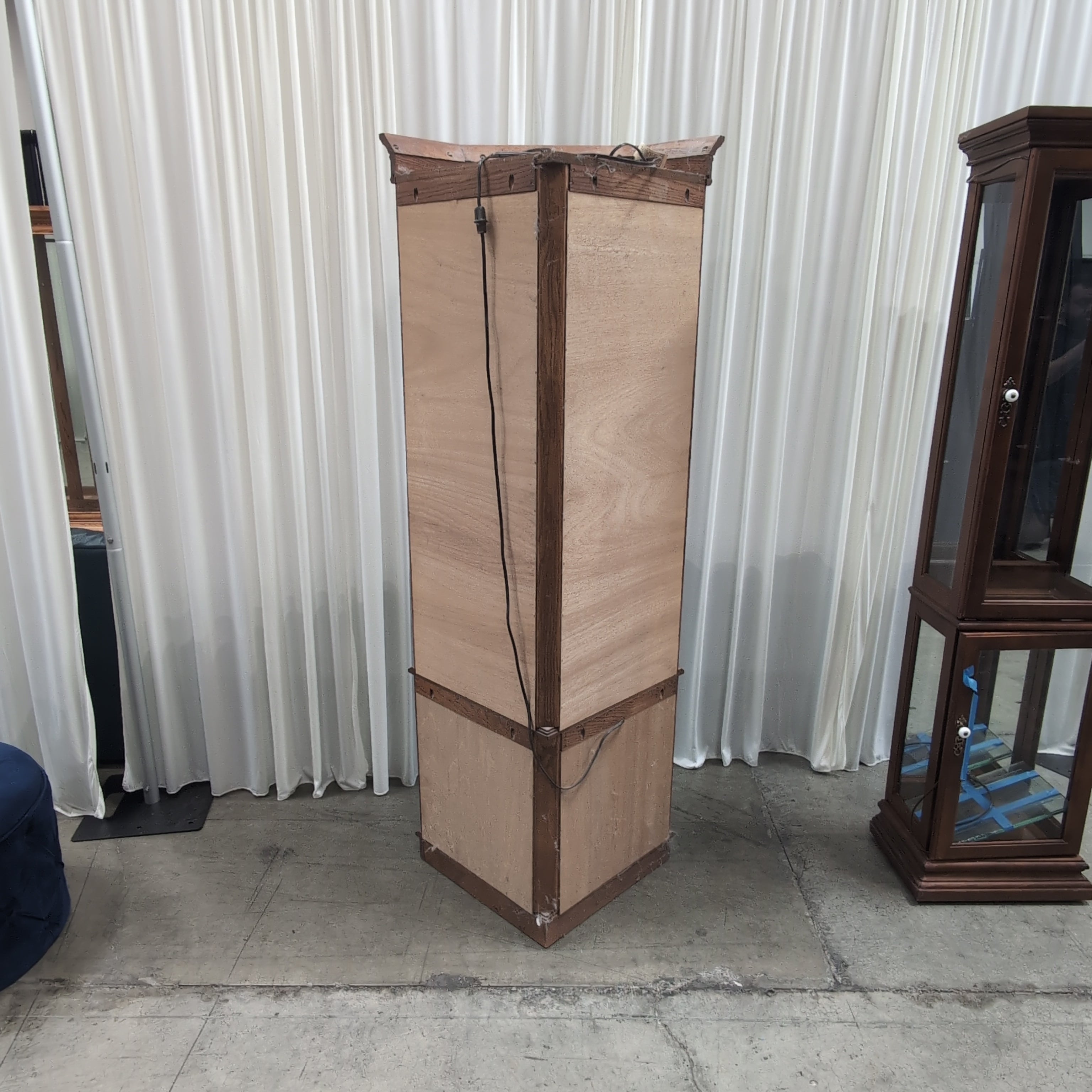 Oak Finish Corner China Cabinet with Glass Doors