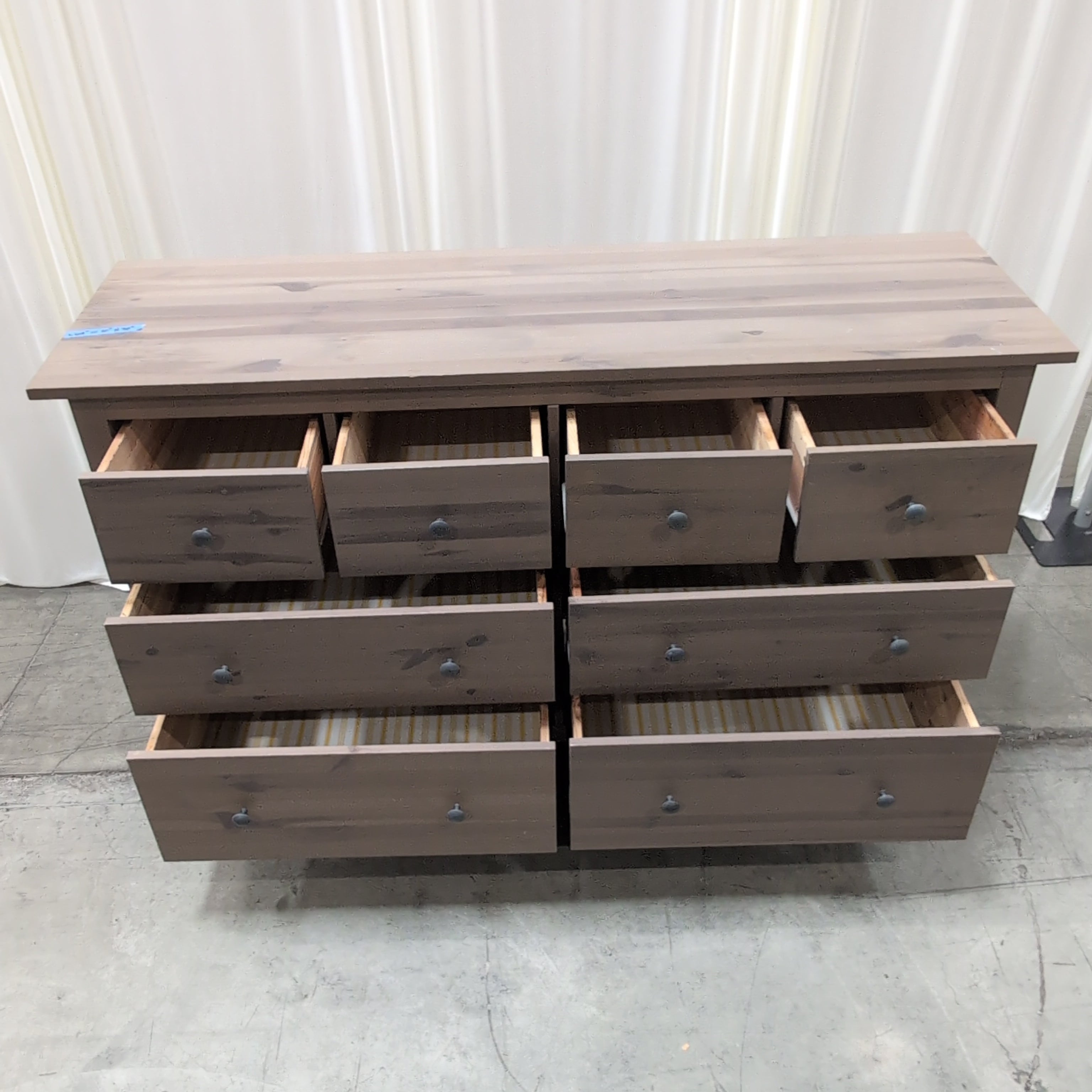 Greyish-Brown Wood Dresser with Light Top