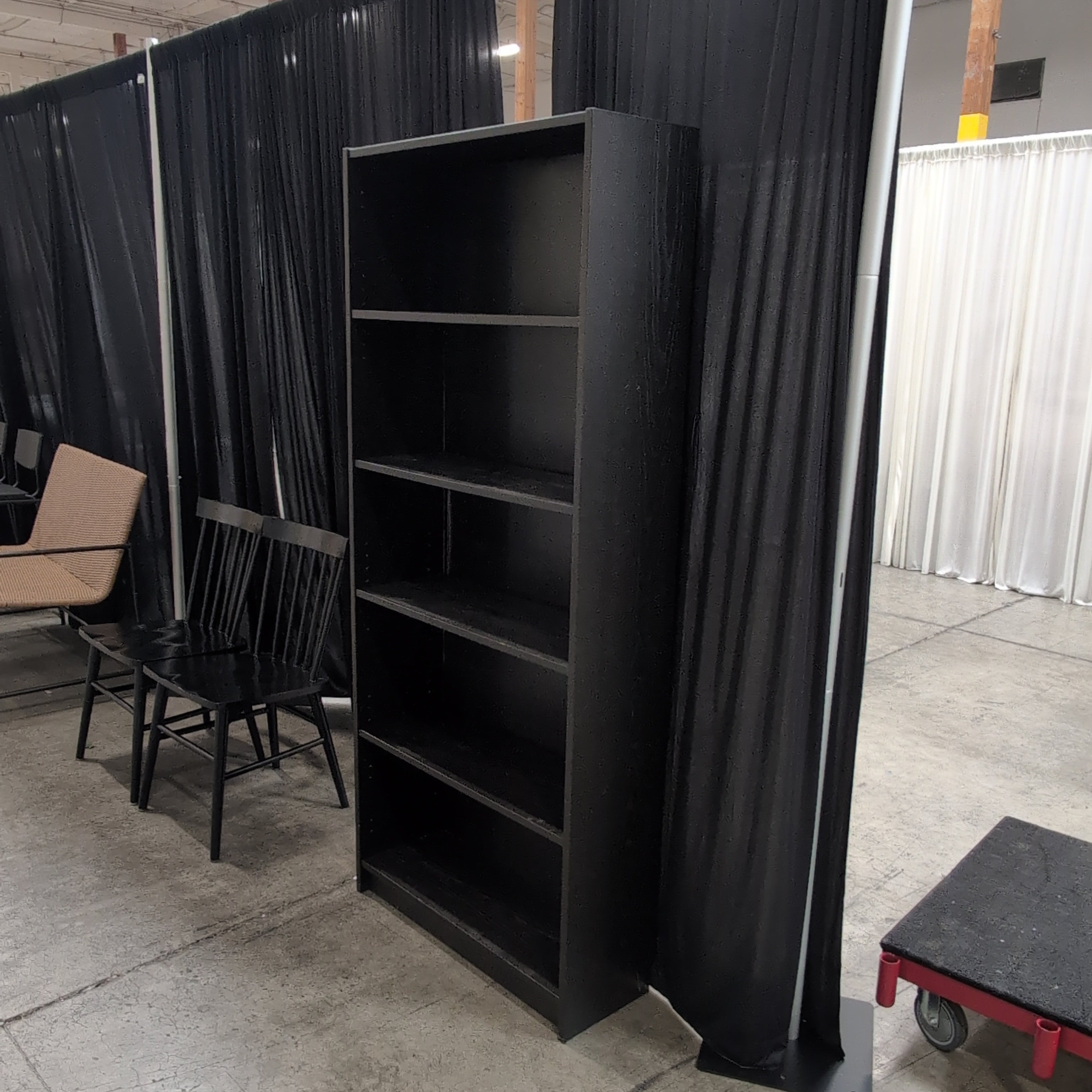 Black Five-Shelf Wood Bookcase