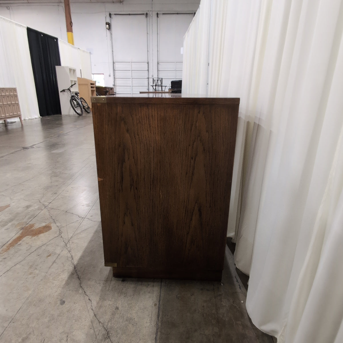 Warm Brown Burl Wood Buffet with Brass Accents