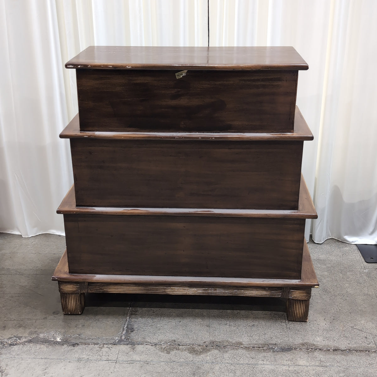 Tropical Brown Wood Six-Drawer Dresser with Rattan Fronts