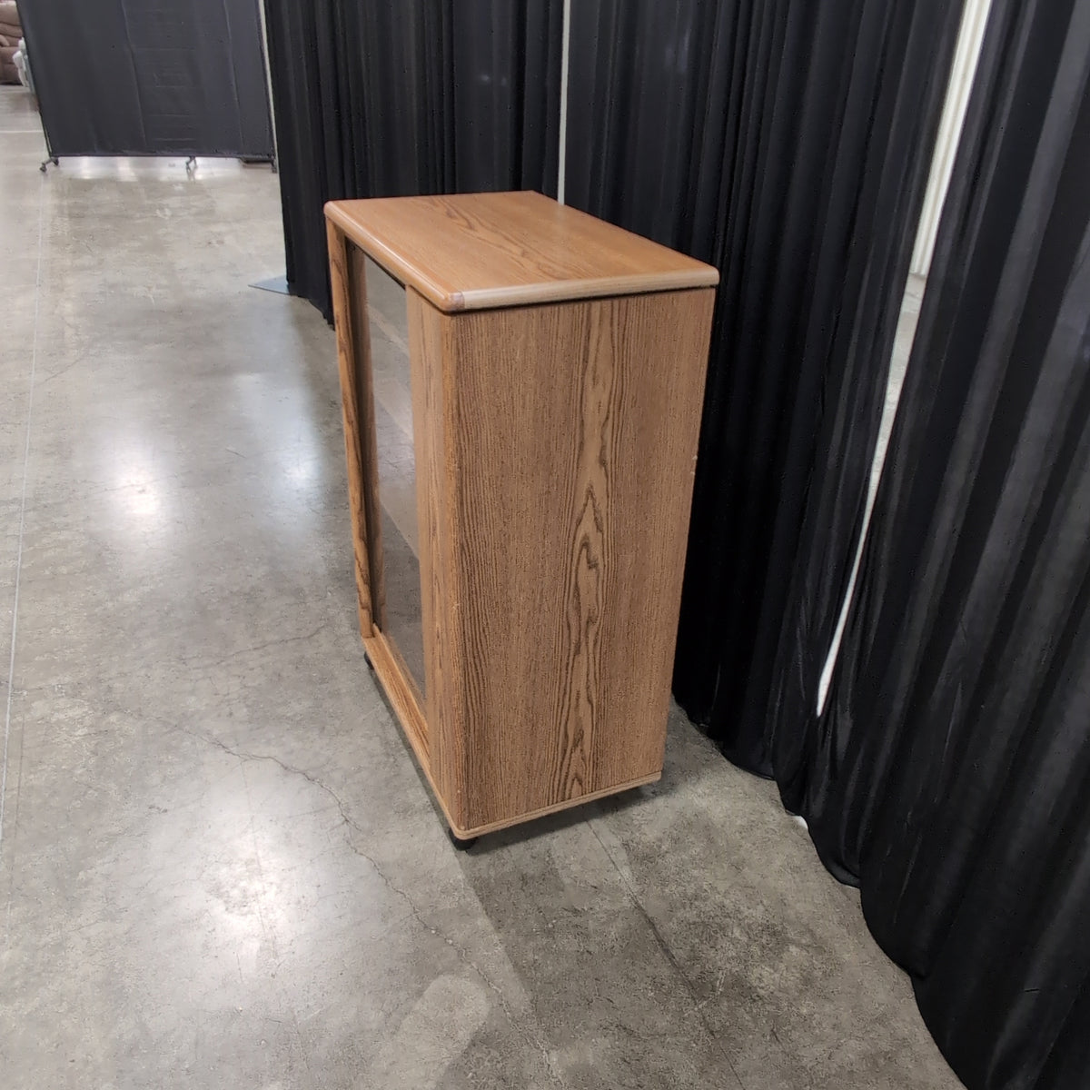 Light Brown Wood Cabinet with Sliding Glass Door