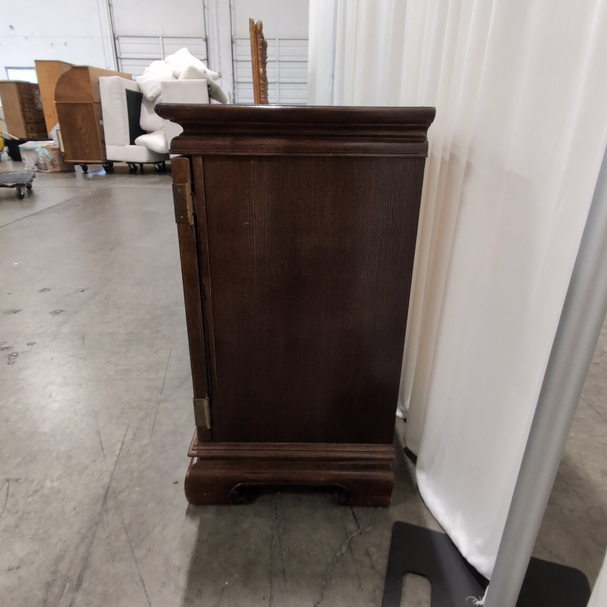 Ornate Dark Wood Buffet with Burl Panels