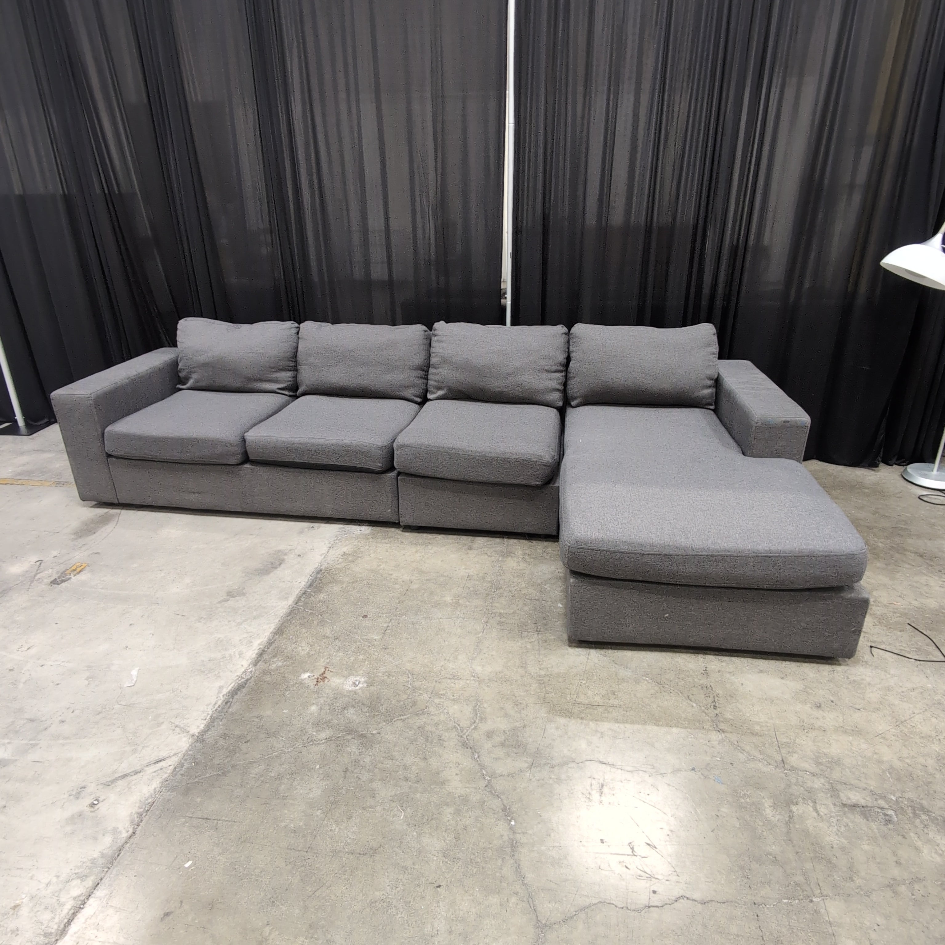 Grey Fabric Upholstered Modular Sectional Couch