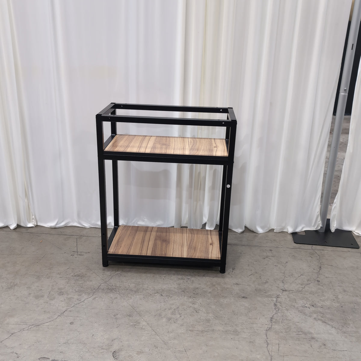 Industrial Black Metal Two-Tier Bookcase