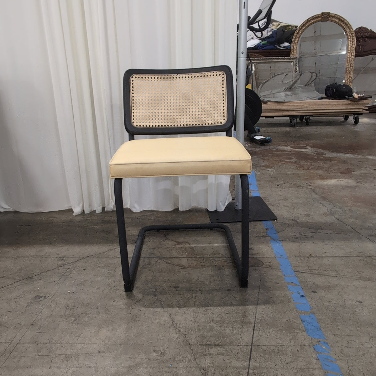 Black Metal Frame Dining Chair with Cane Back