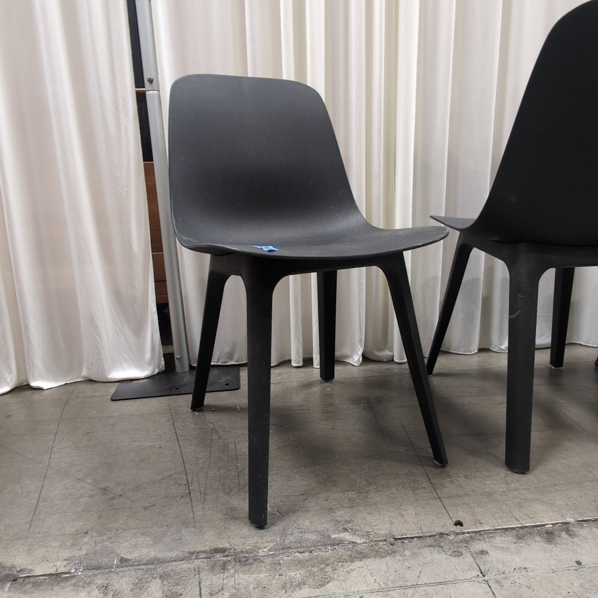 Black Molded Plastic Dining Chair with Tapered Legs