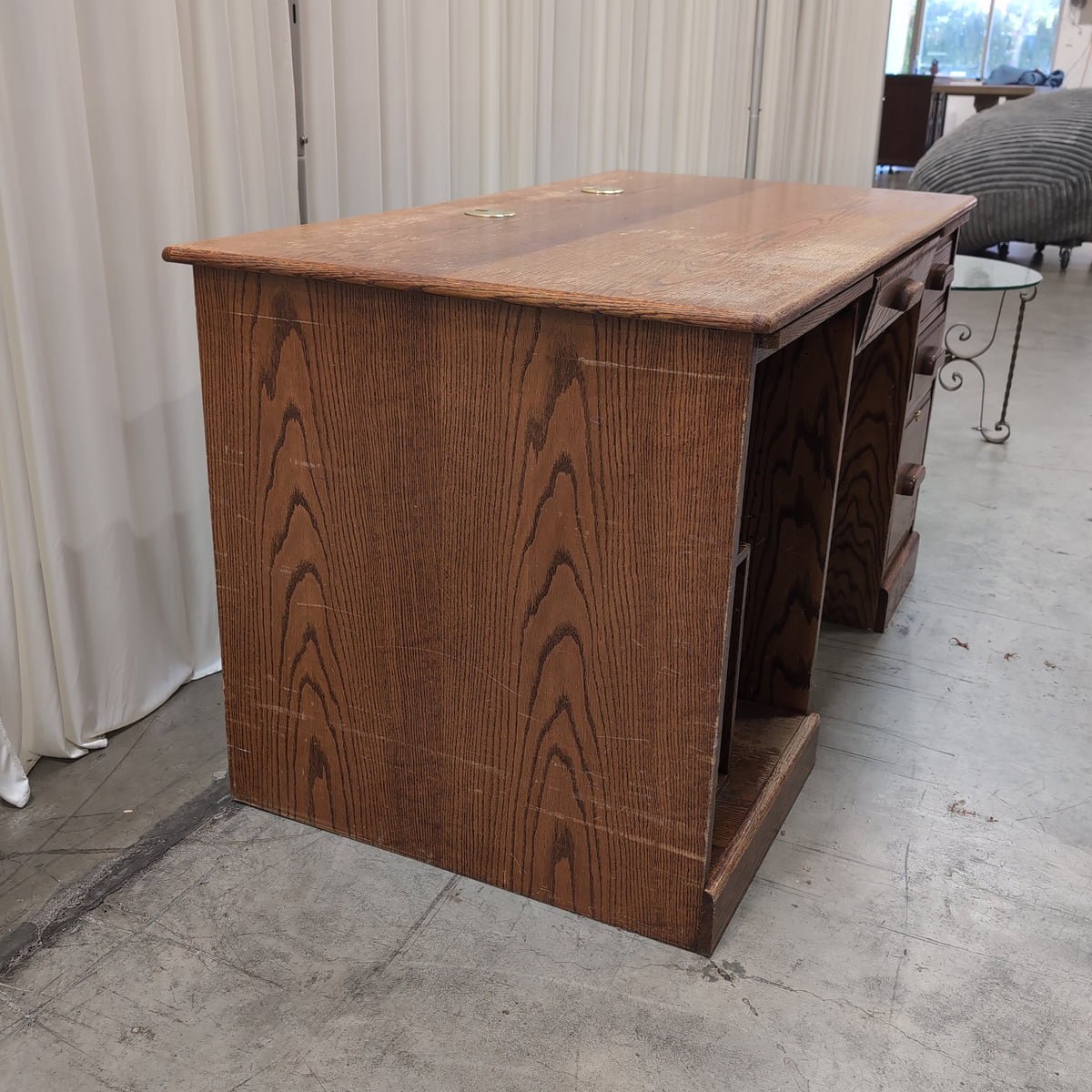 Two-Tone Hardwood Pedestal Desk with File Dividers