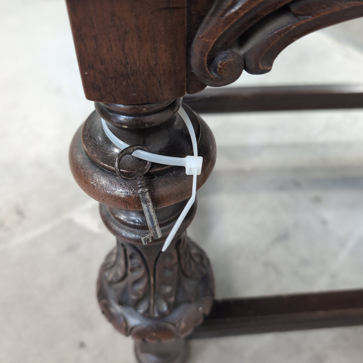 Traditional Carved Dark Wood China Cabinet