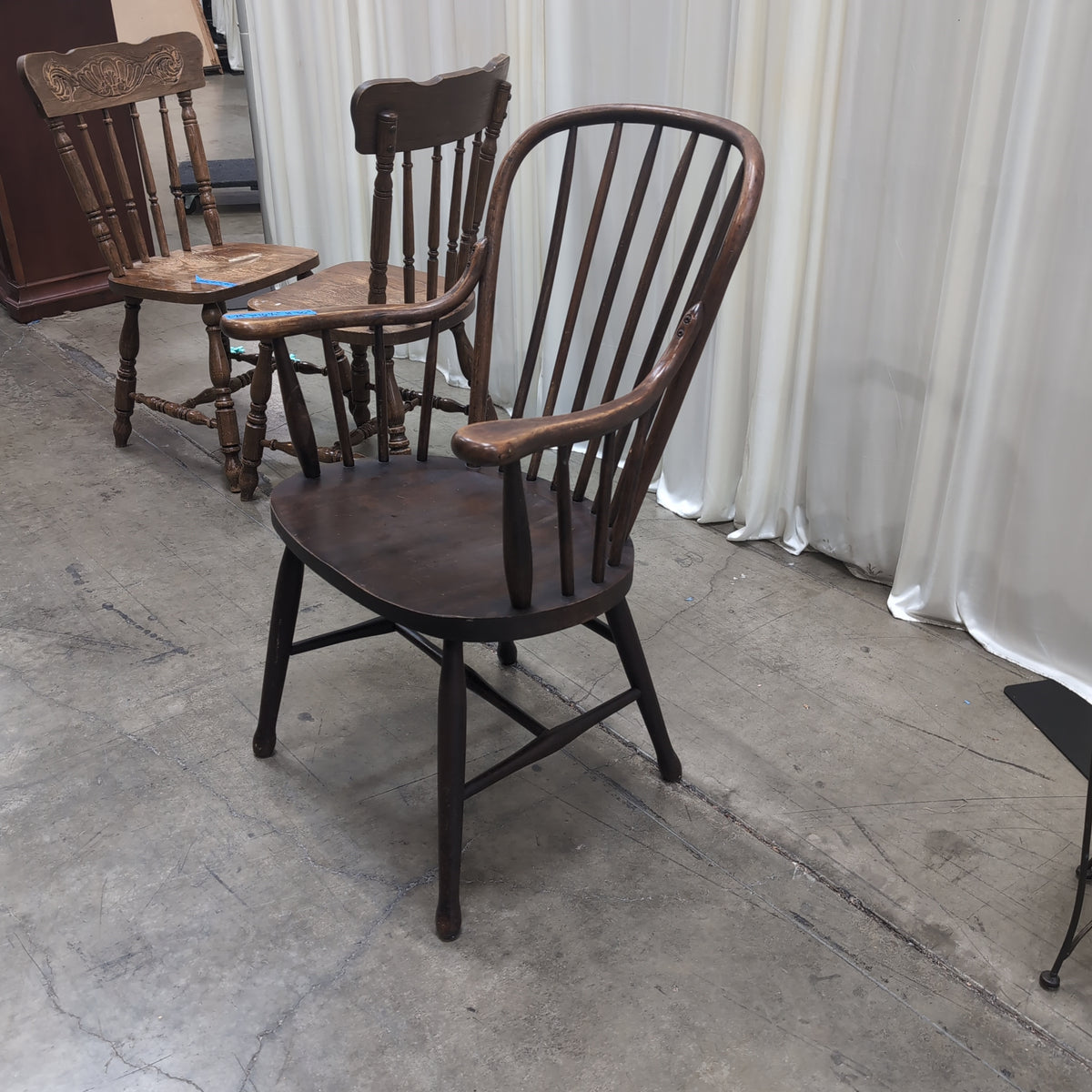Traditional Dark Wood Windsor Arm Chair