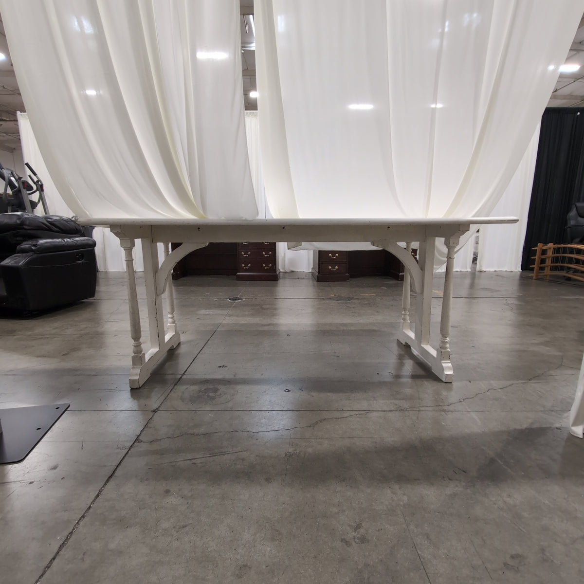 White Farmhouse Style Wood Dining Table in Painted Finish