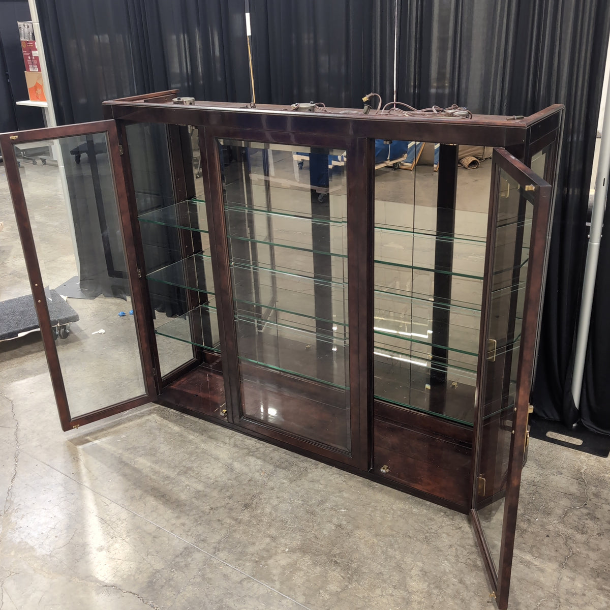 Traditional Three-Door China Cabinet in Dark Wood