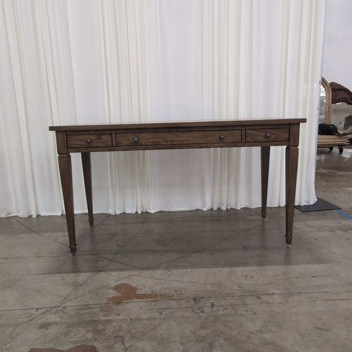 Classic Brown Wood Desk with Two Drawers