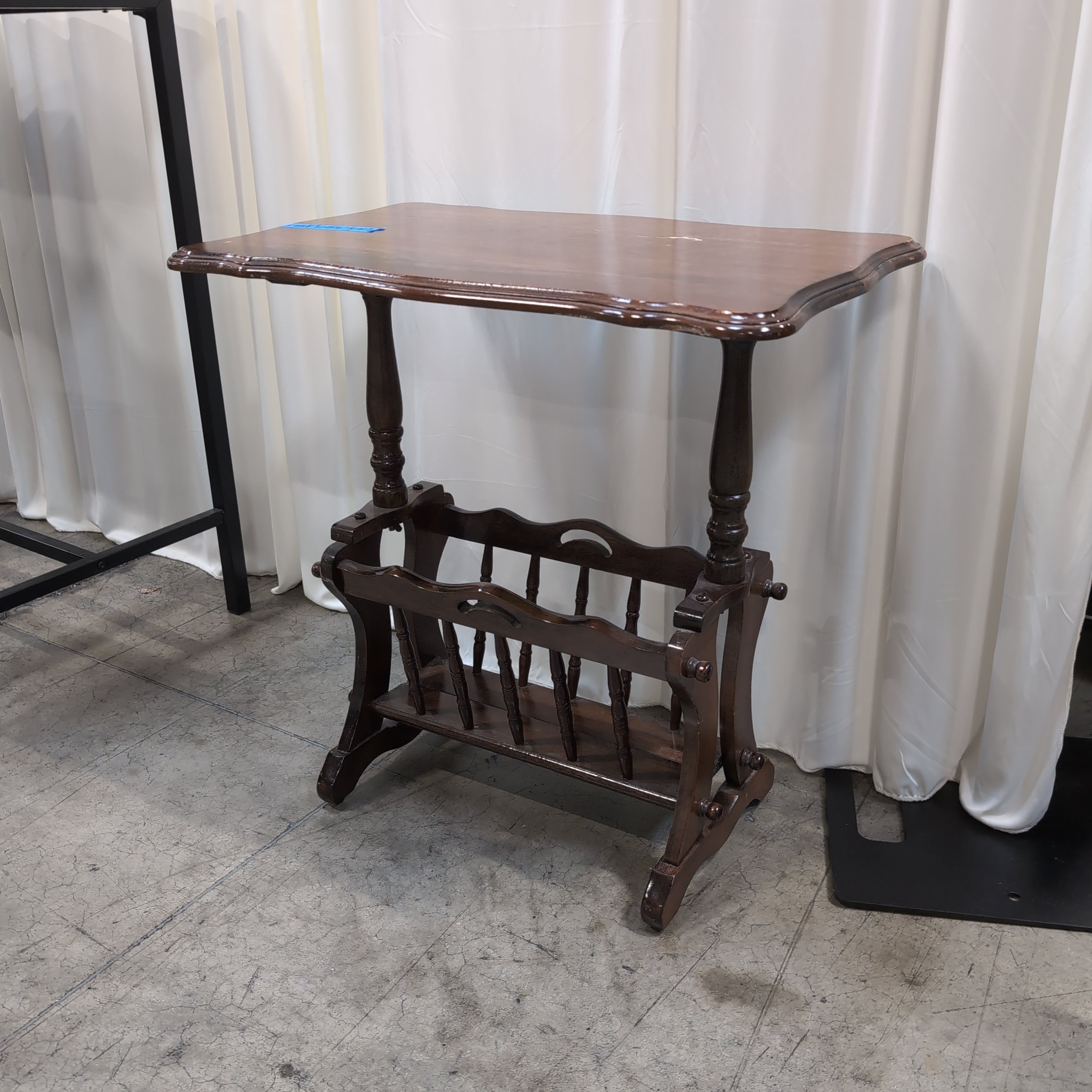 Traditional Brown Wood End Table with Shaped Top