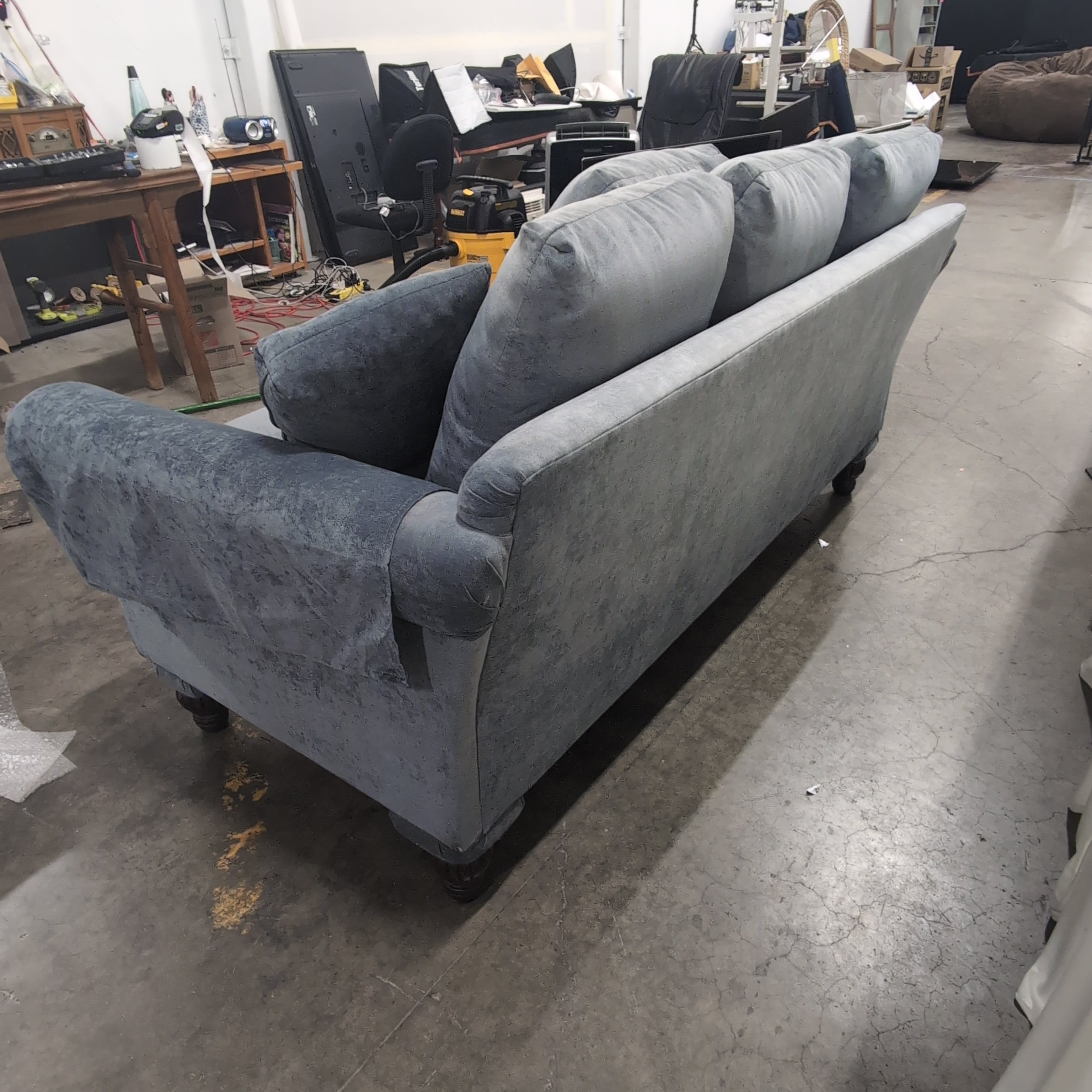 Plush Grey Velvet Loveseat