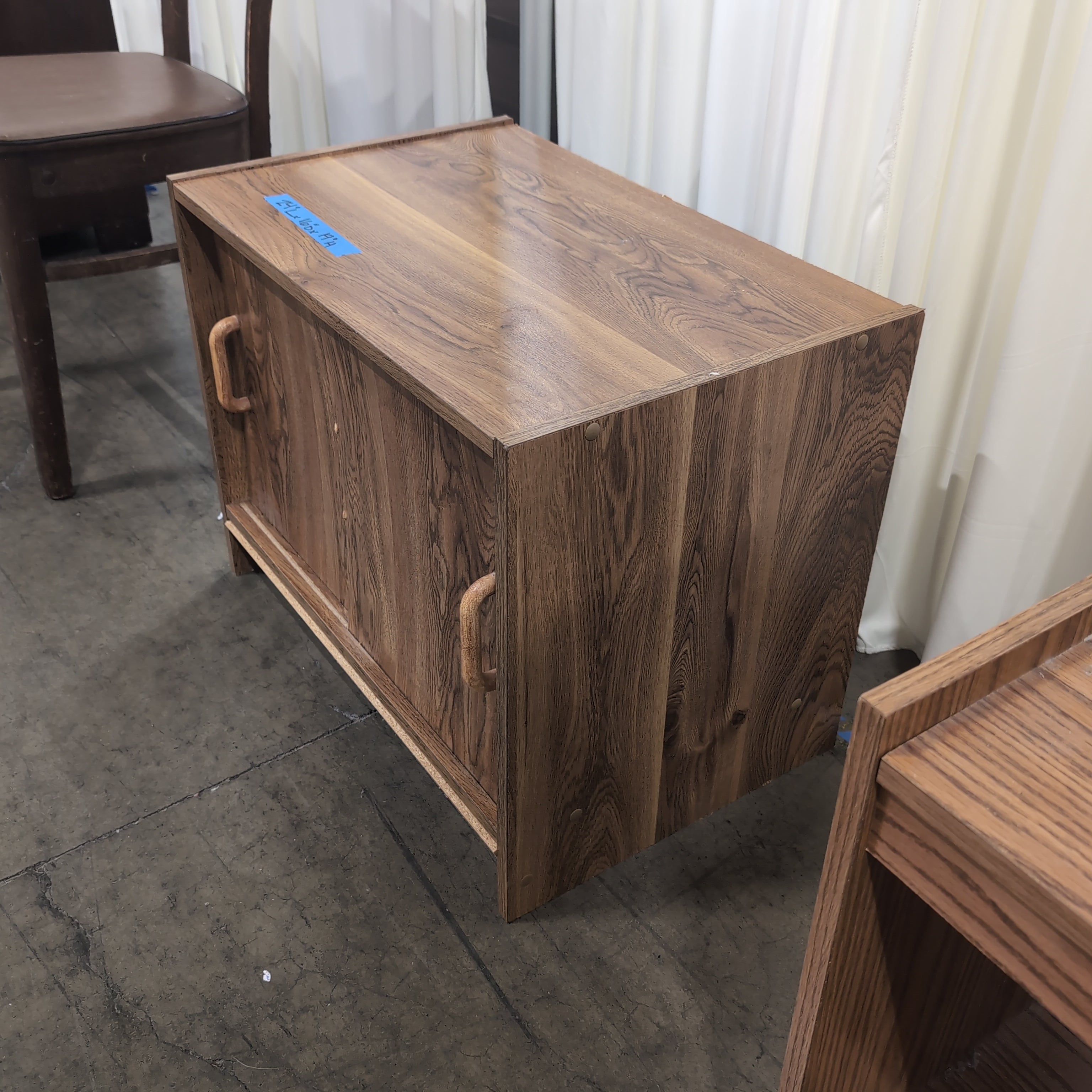 Brown Wood Two-Door TV Stand