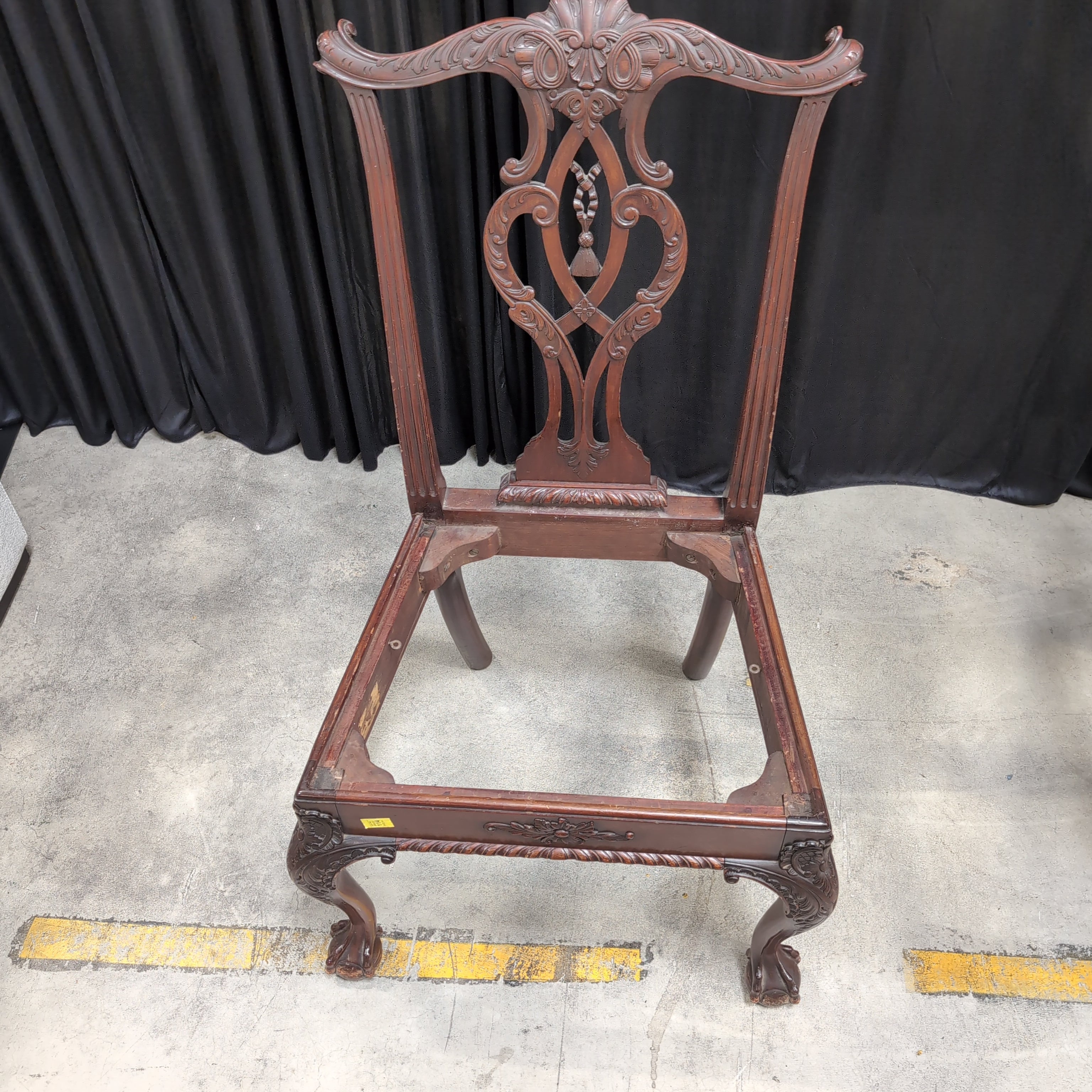 Chippendale Style Carved Wood Chair with Claw Feet