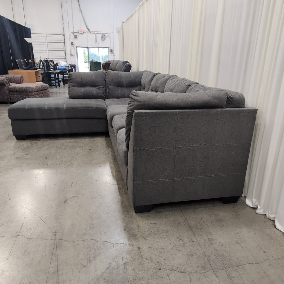 Charcoal Gray Fabric L-Shaped Sectional Couch