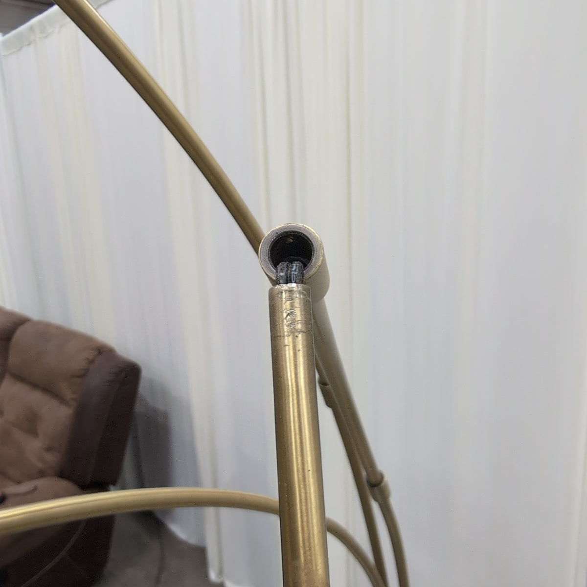 Intertek Mid-Century Modern Gold Three-Light Floor Lamp with Marble Base