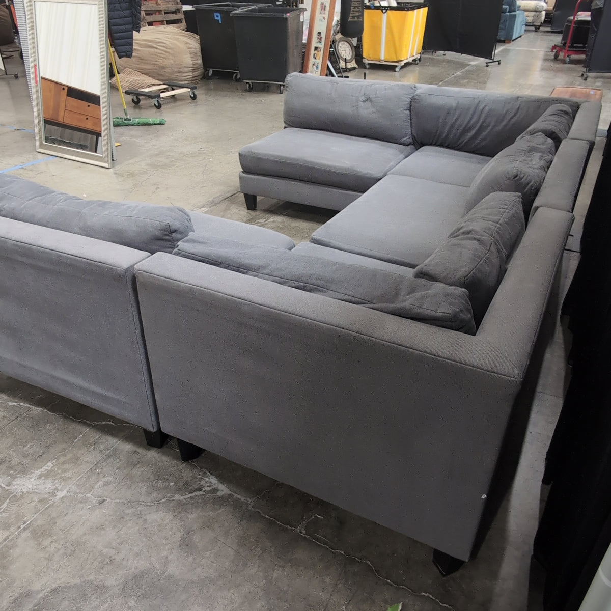 Grey Fabric L-Shaped Sectional Couch
