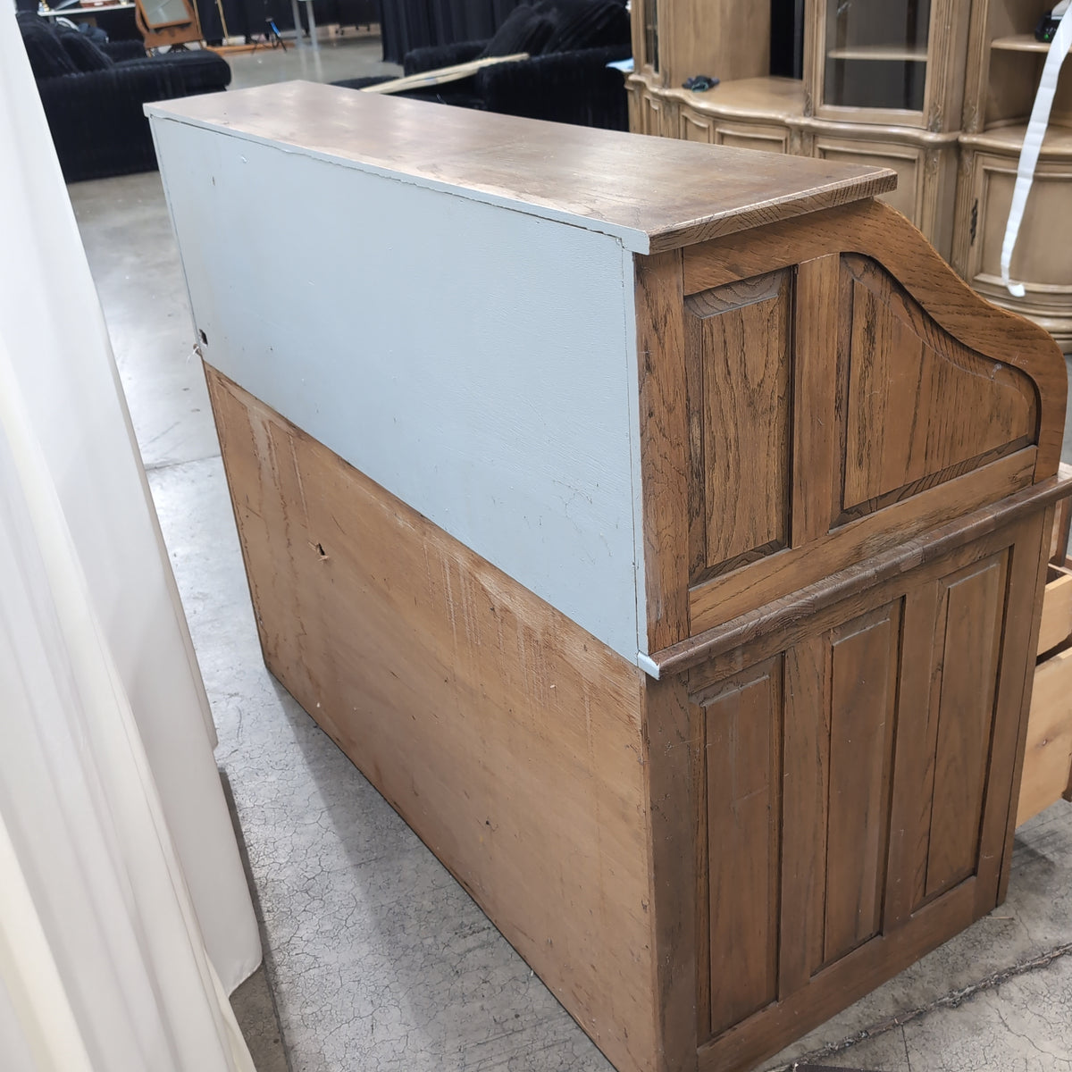 Traditional Oak Roll-Top Desk with Cubby Storage