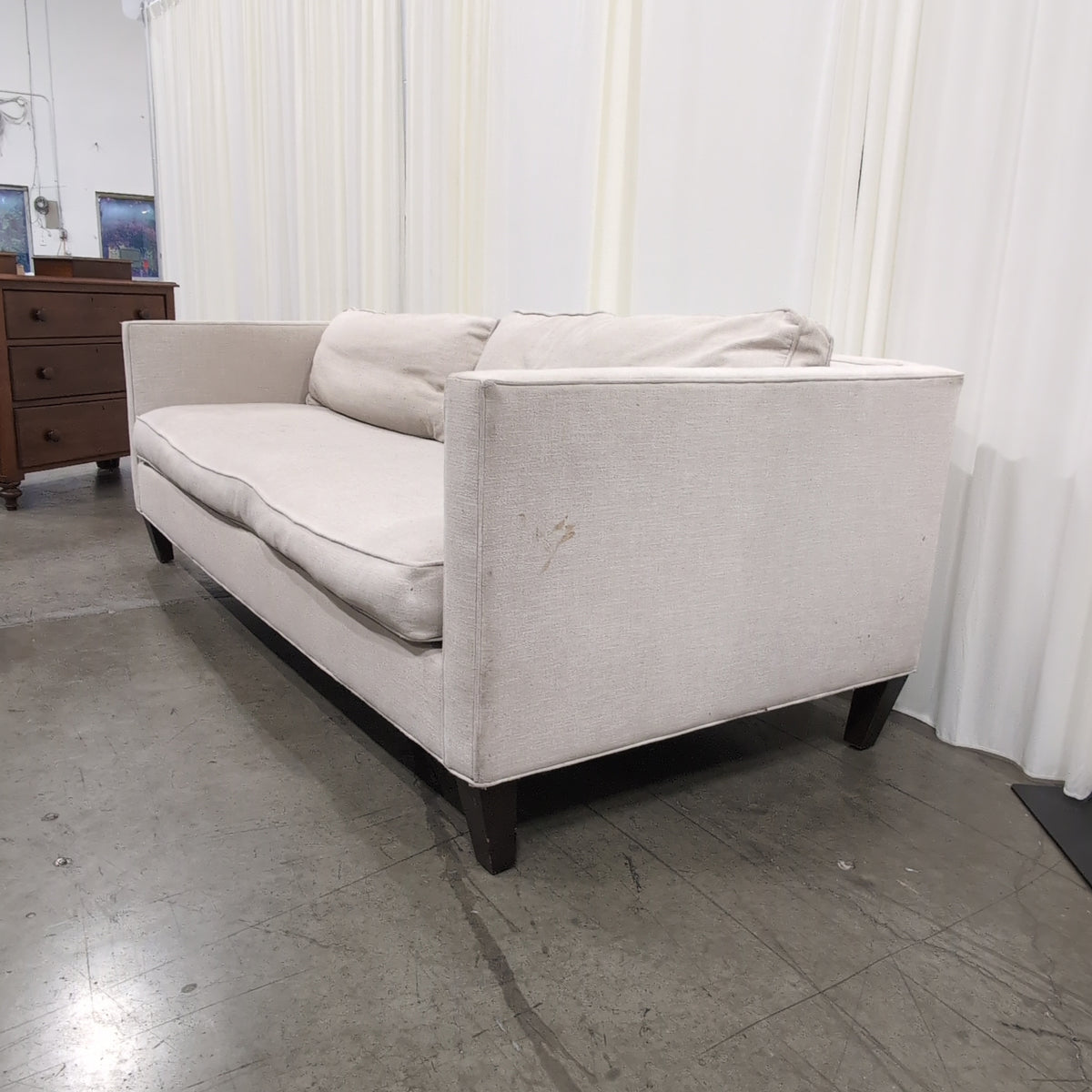 Light Grey Contemporary Couch with Box Arms