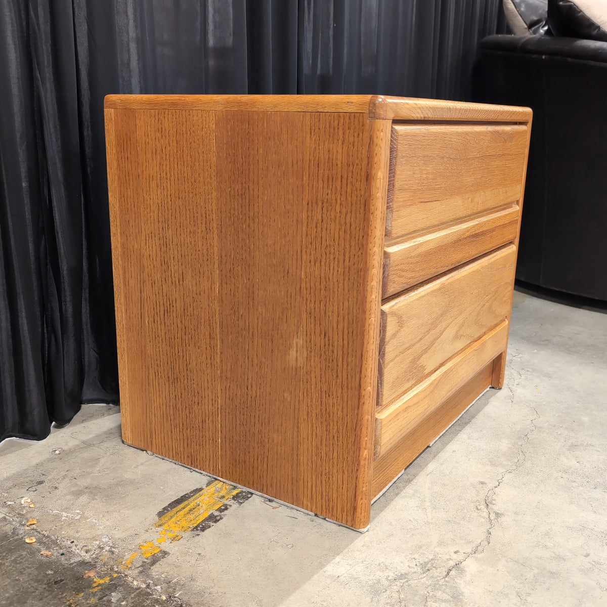 Natural Wood Two-Drawer Nightstand