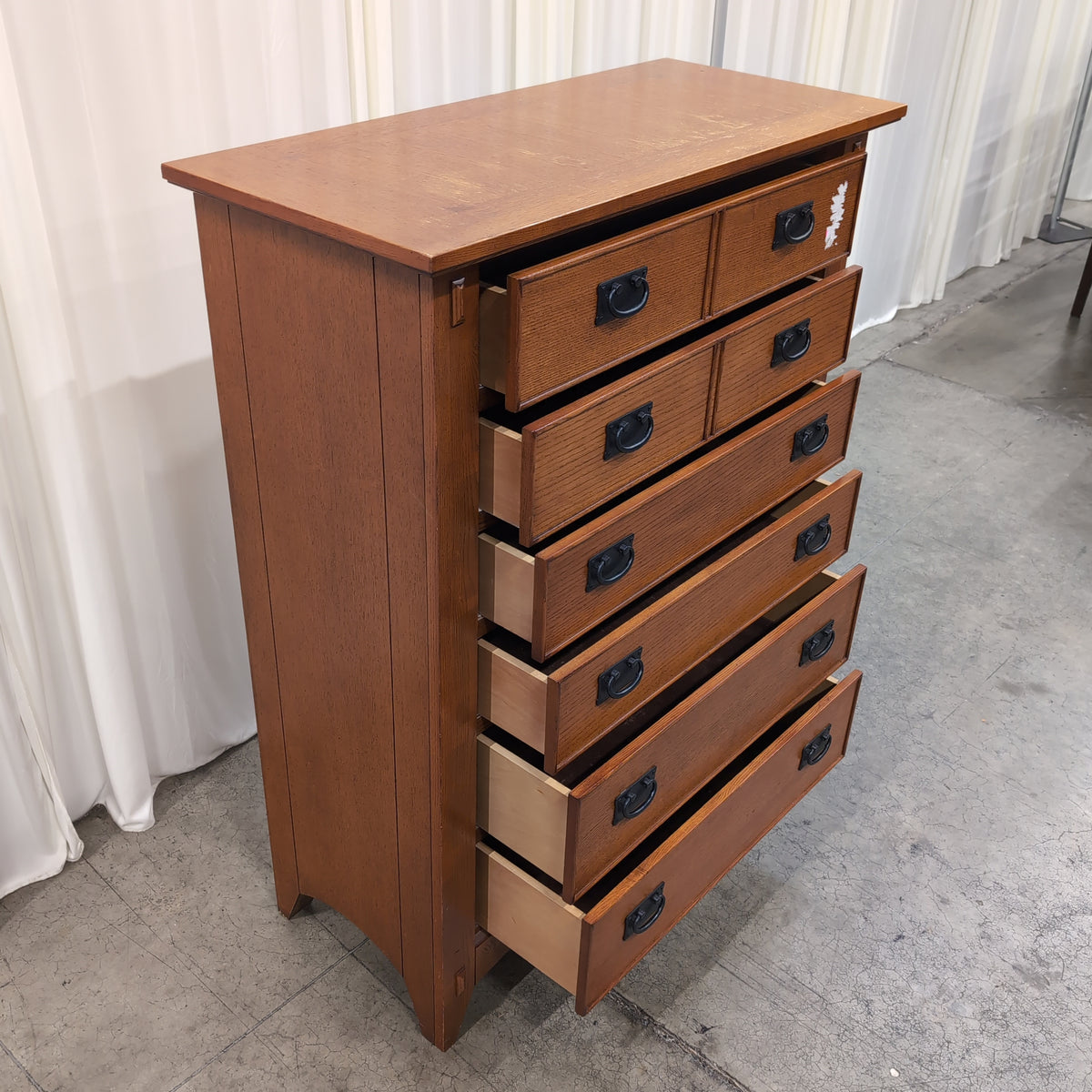 Five-Drawer Wood Dresser with Black Pulls