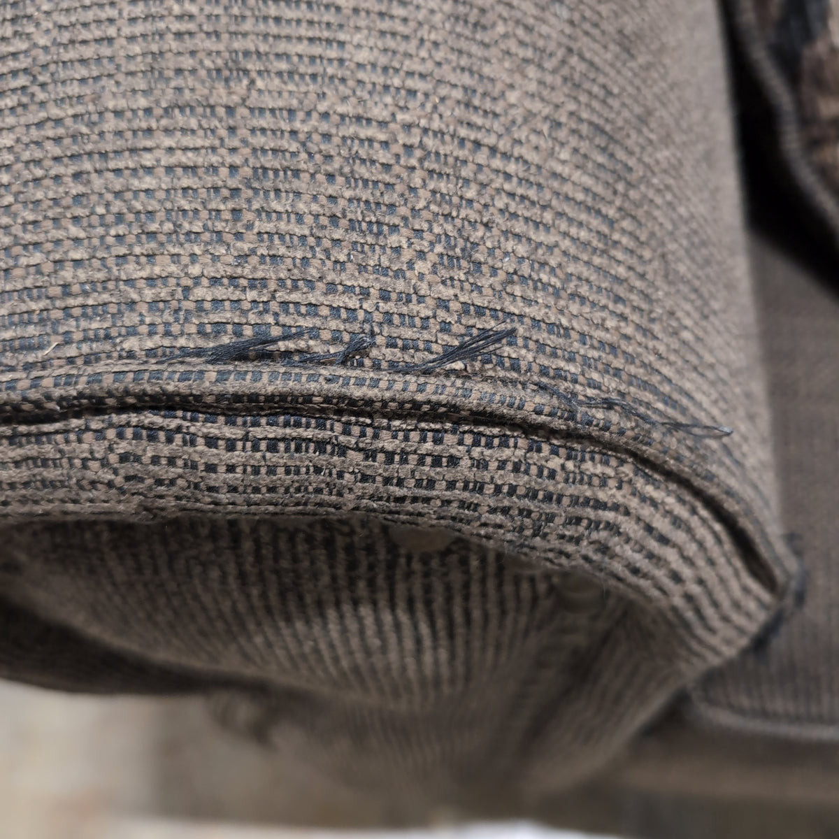 Textured Charcoal Fabric Couch with Rolled Arms