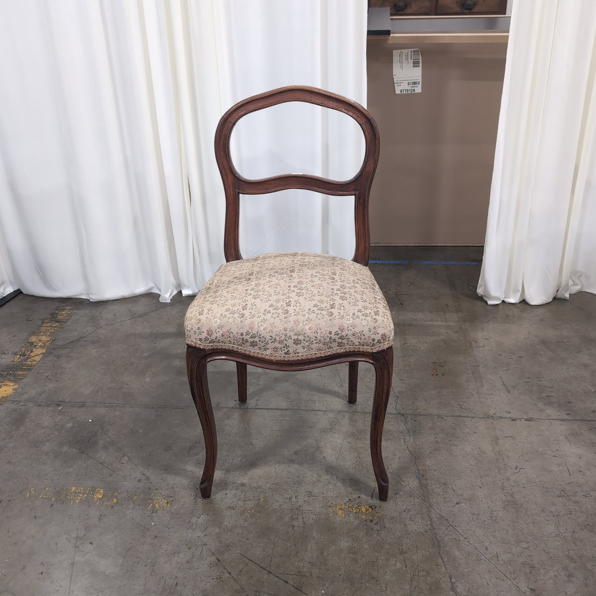 French Provincial Style Wood Dining Chair with Floral Upholstery