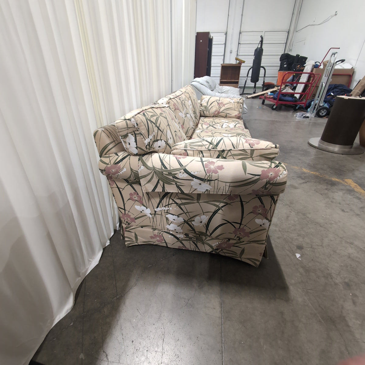 Ethan Allen Tropical Floral Pattern Three-Cushion Couch