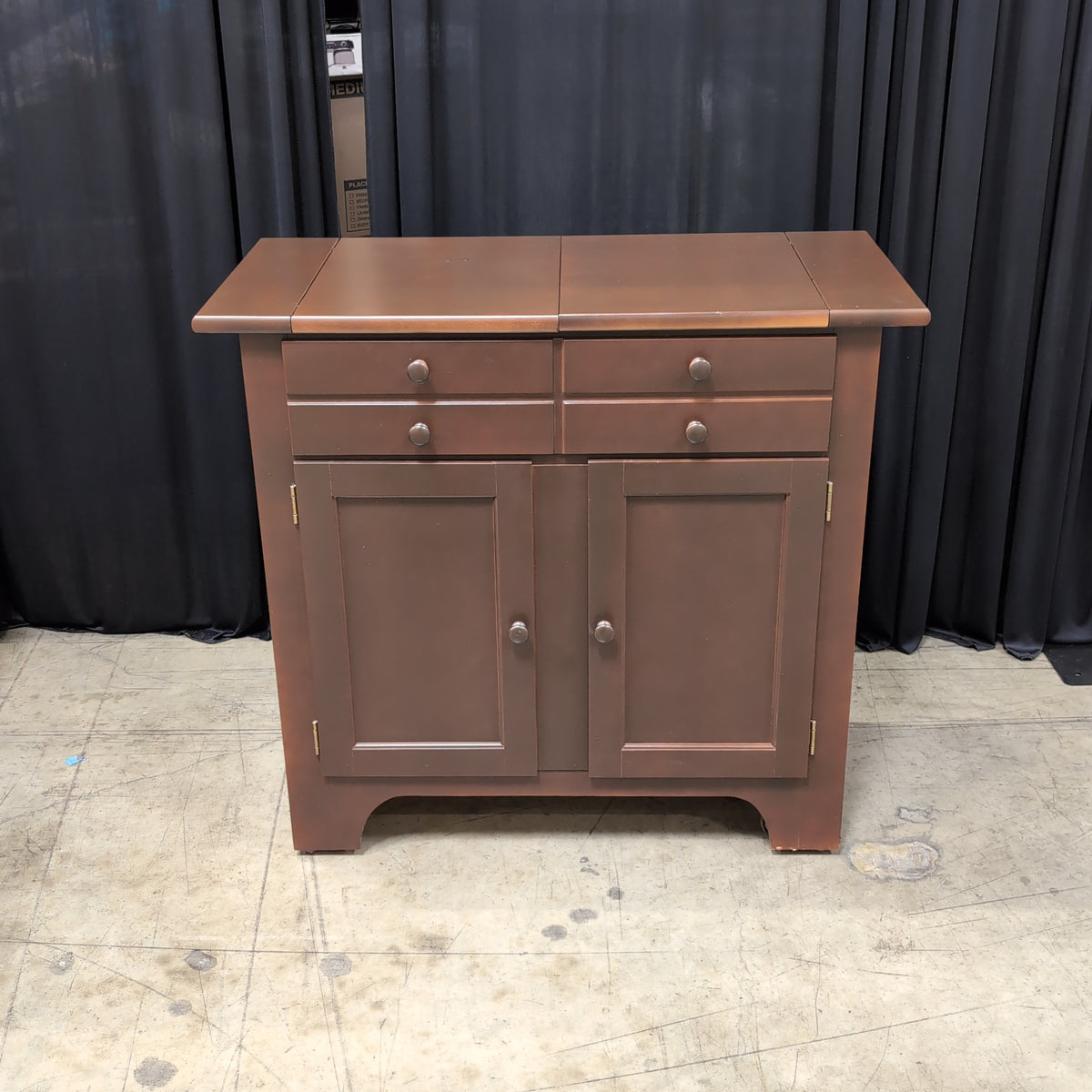 Stanley Furniture-Dark Brown Wood Kitchen Cart with Drop Leaf Top