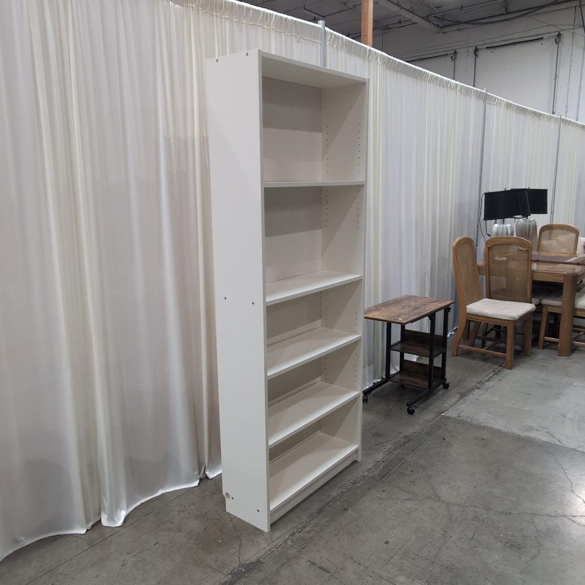 Tall White Six-Shelf Bookcase with Adjustable Shelves