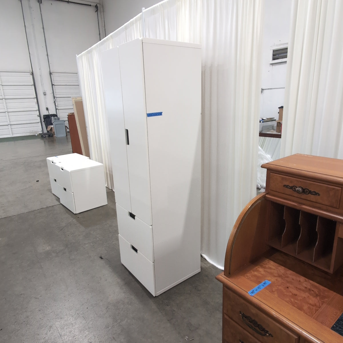 IKEA Modern White Wood Armoire with Two Drawers