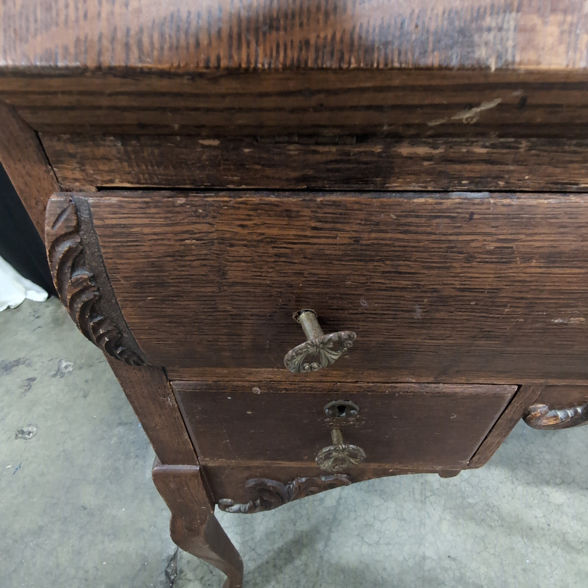 Antique Dark Wood Secretary Desk with Drop Front