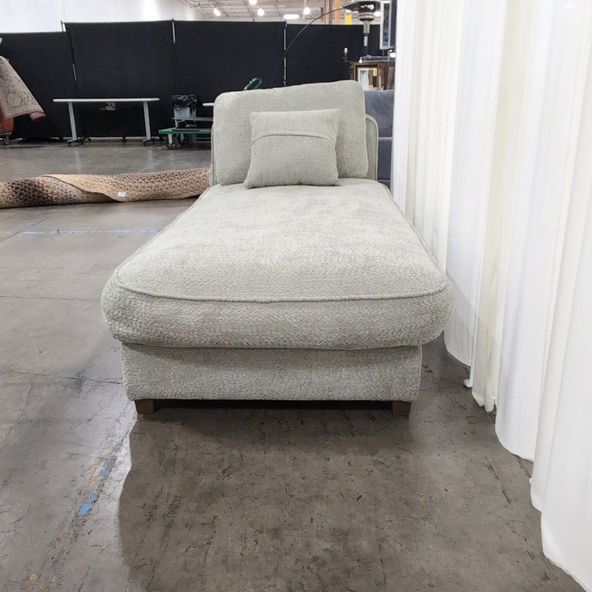 Light Grey Upholstered Chaise Lounge with Lumbar Pillow