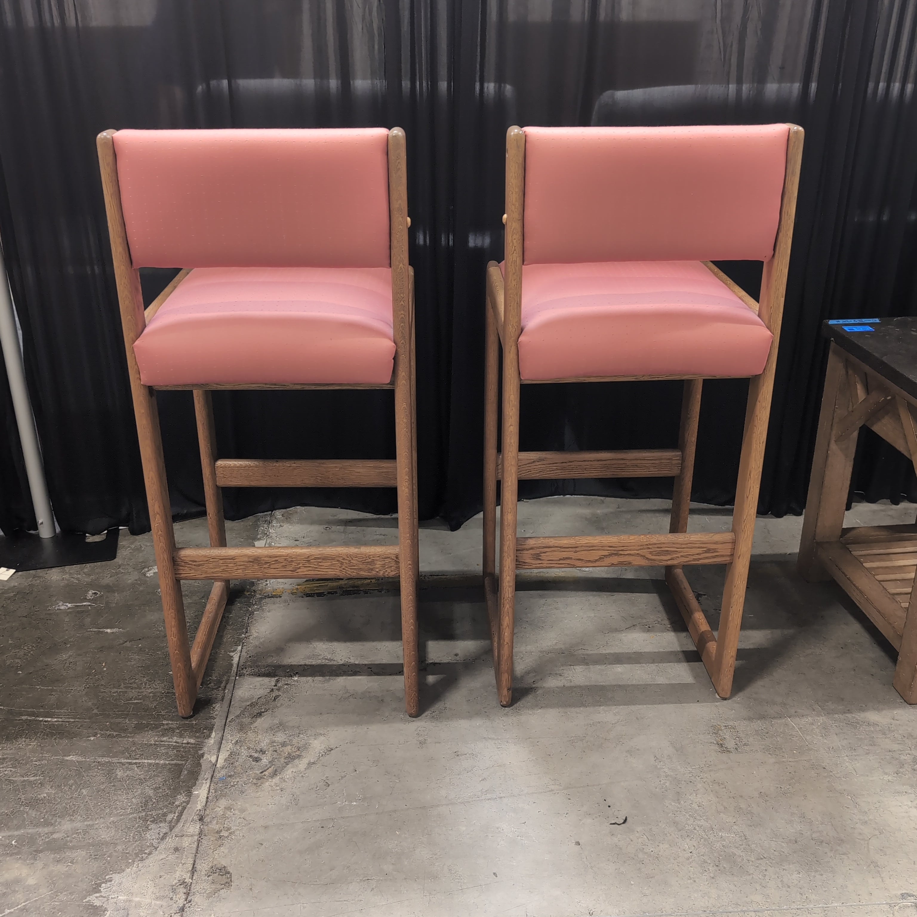 Mid-Century Style Pink Upholstered Bar Stools