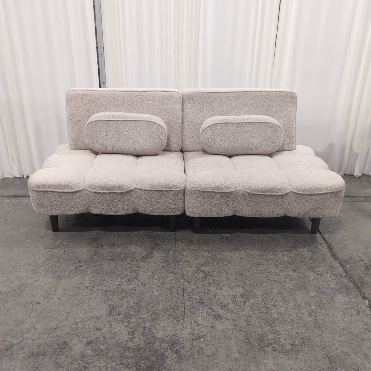 Cream Boucle Tufted Modern Couch