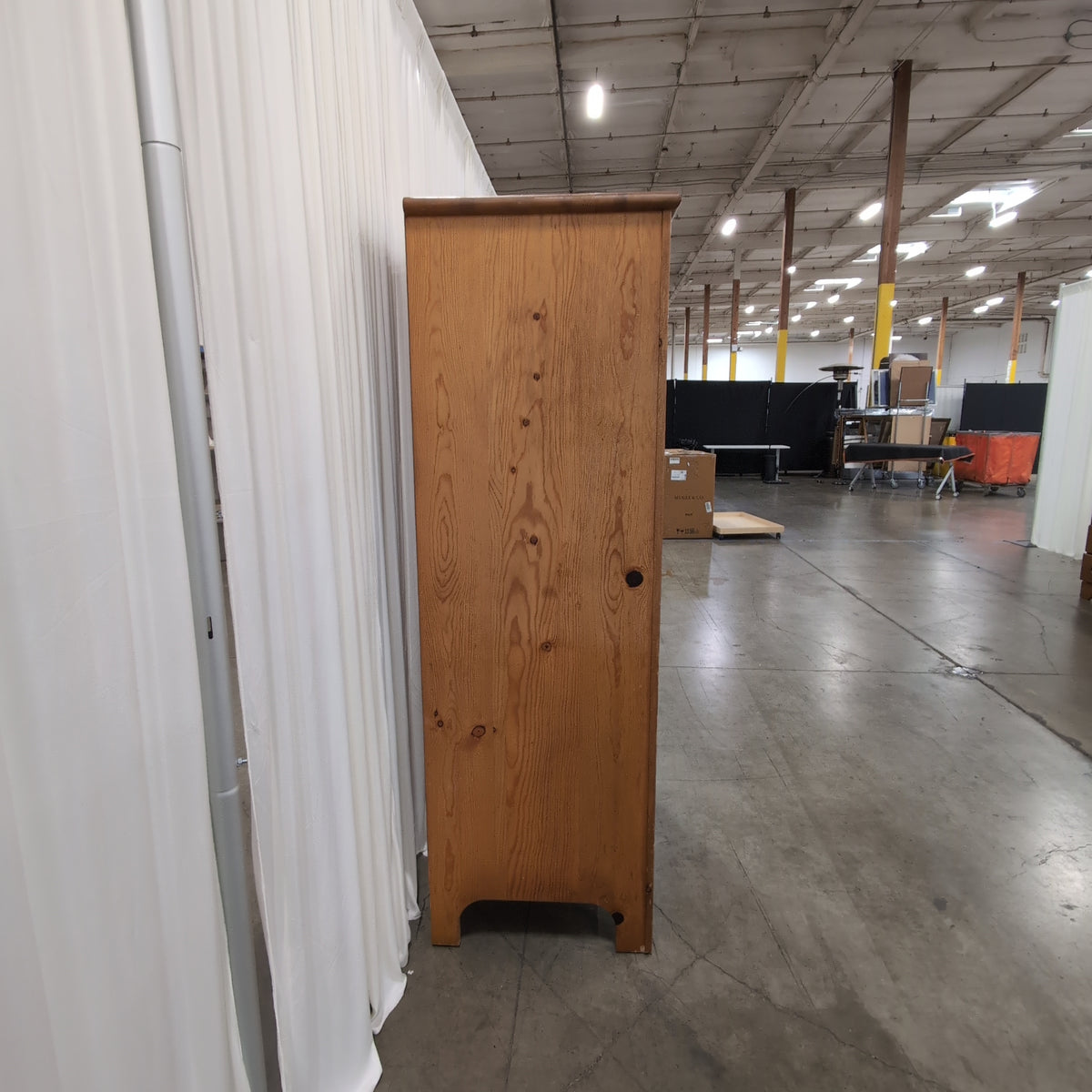 Rustic Pine Four-Door Pantry Cabinet in Natural Wood