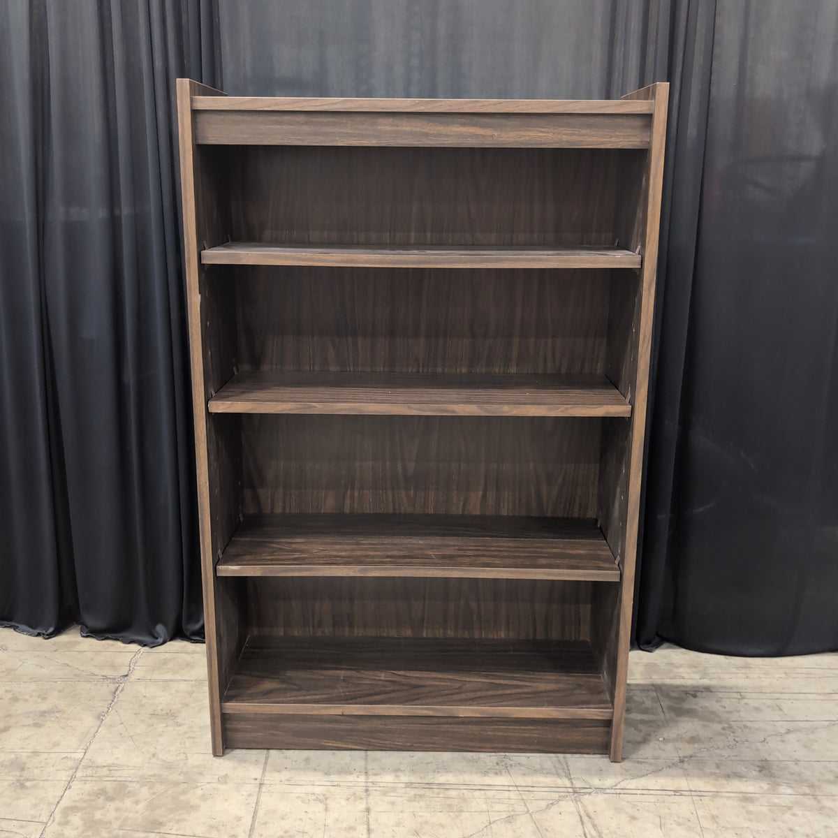 Dark Wood Grain Compact Bookcase with Adjustable Shelves