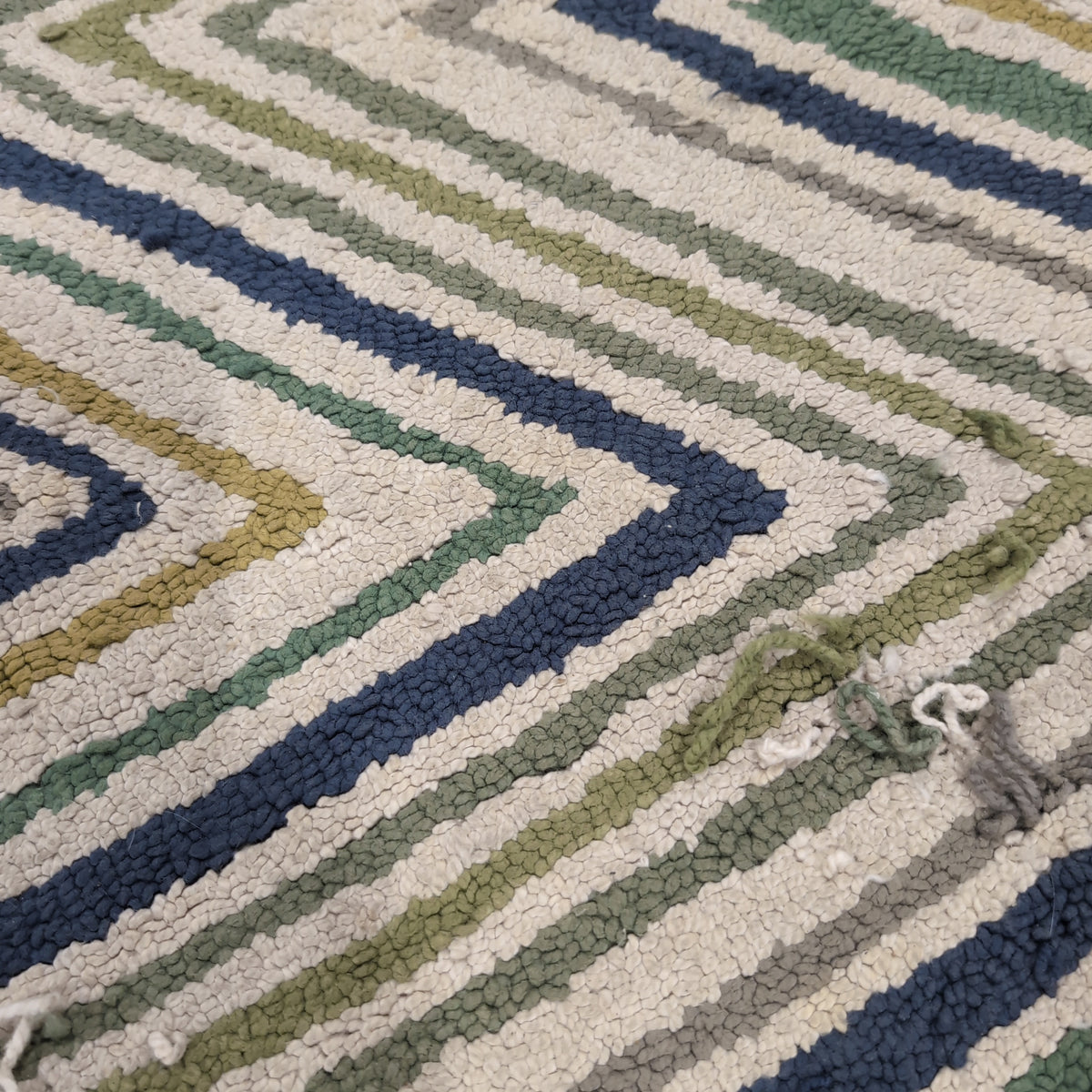 Cream Blue Green Chevron Area Rug