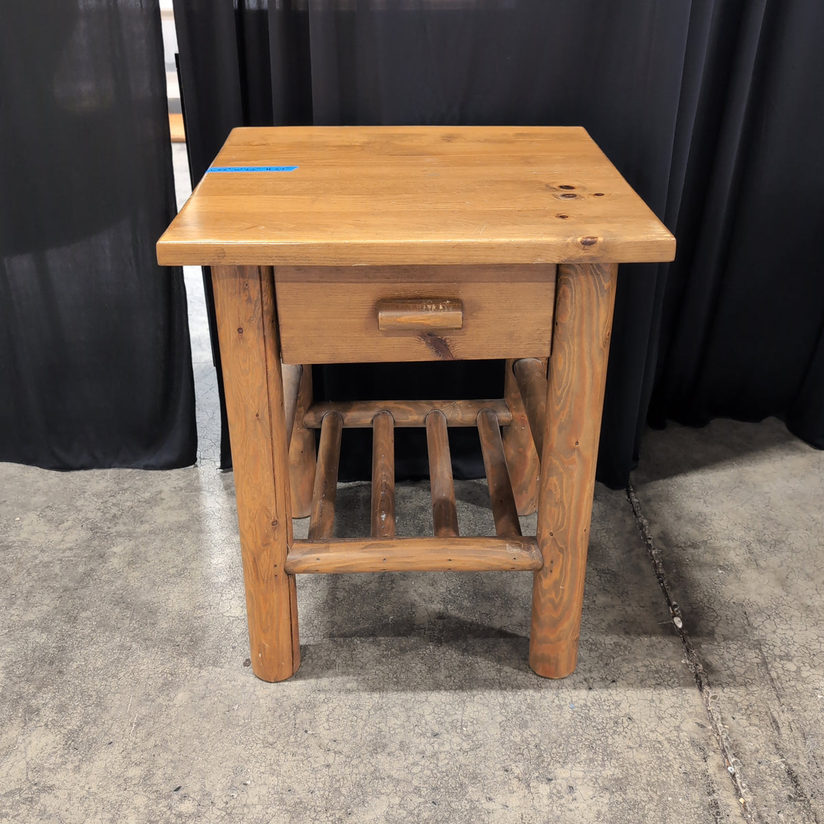 Rustic Honey Wood End Table with Chunky Legs