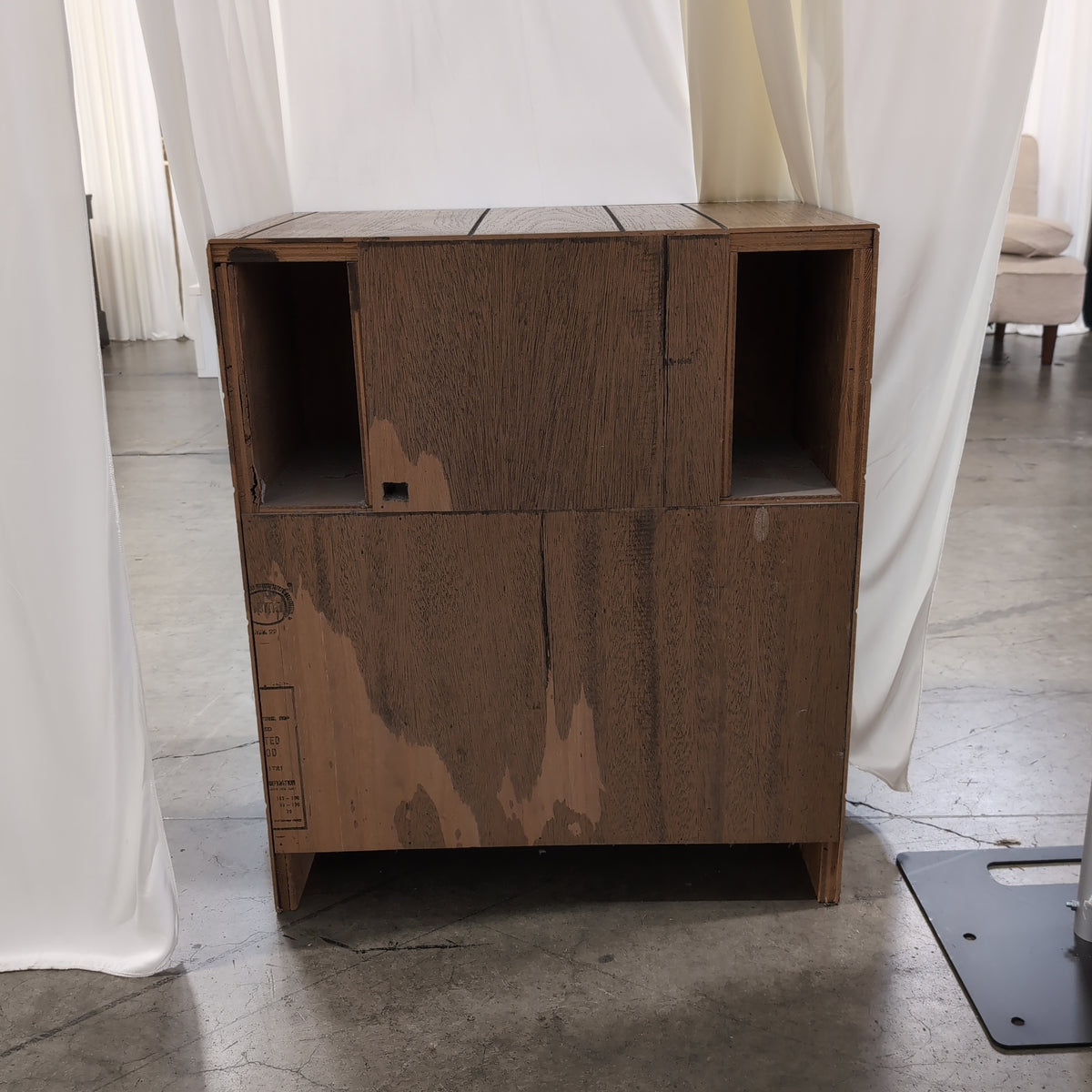 Natural Wood Multi-Compartment Storage Cabinet