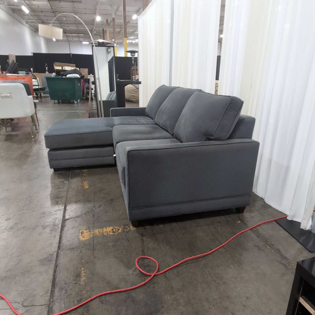 Pacific Furniture Industries Grey L-Shaped Fabric Sectional Couch