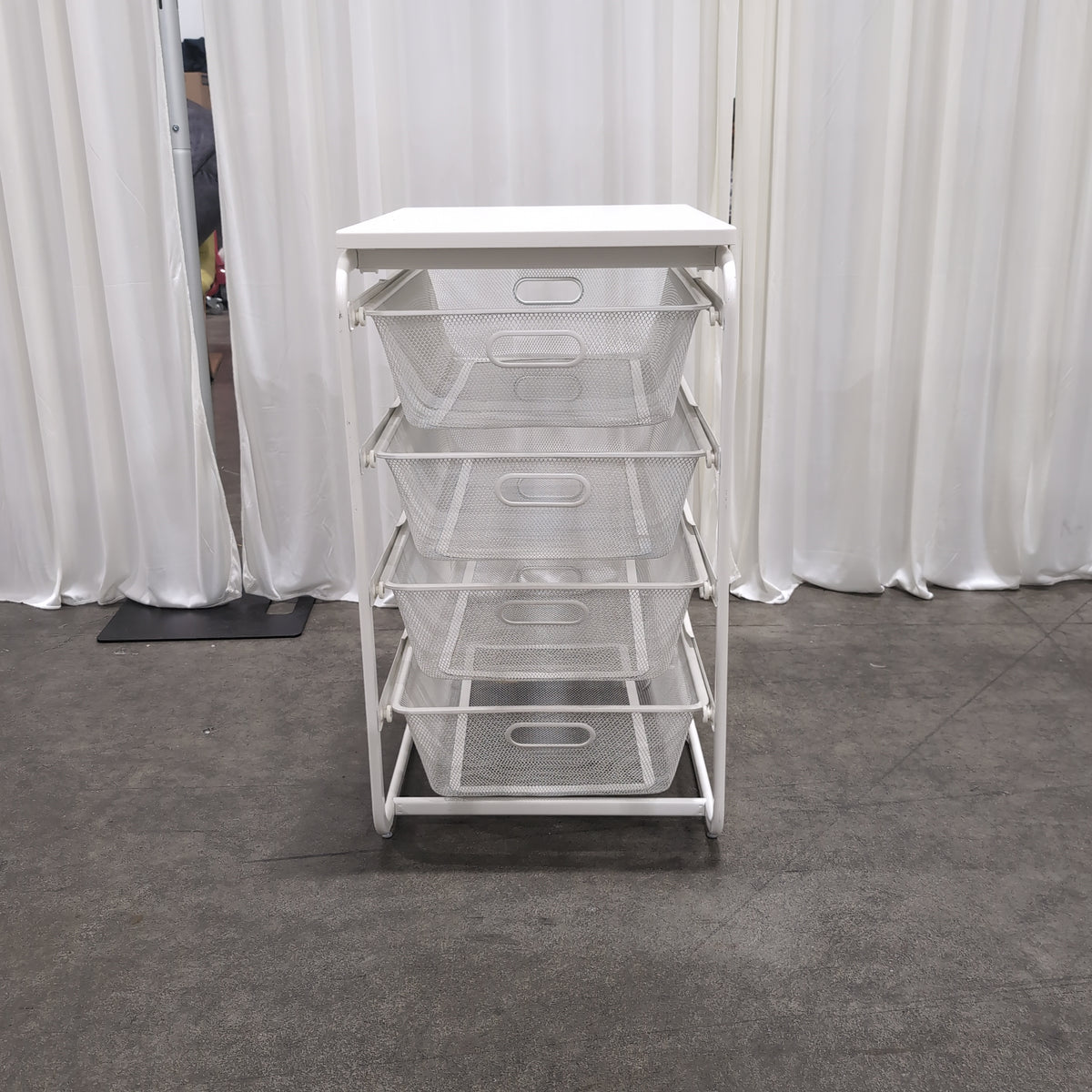 White Metal Five-Drawer Storage Cart