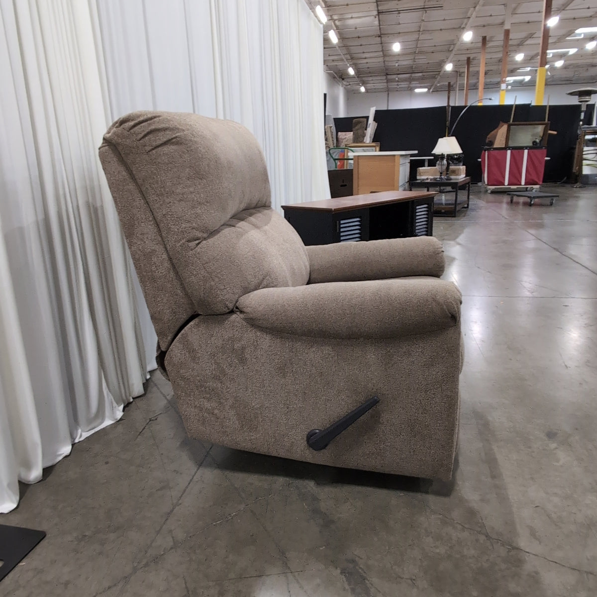 Plush Tan Fabric Recliner