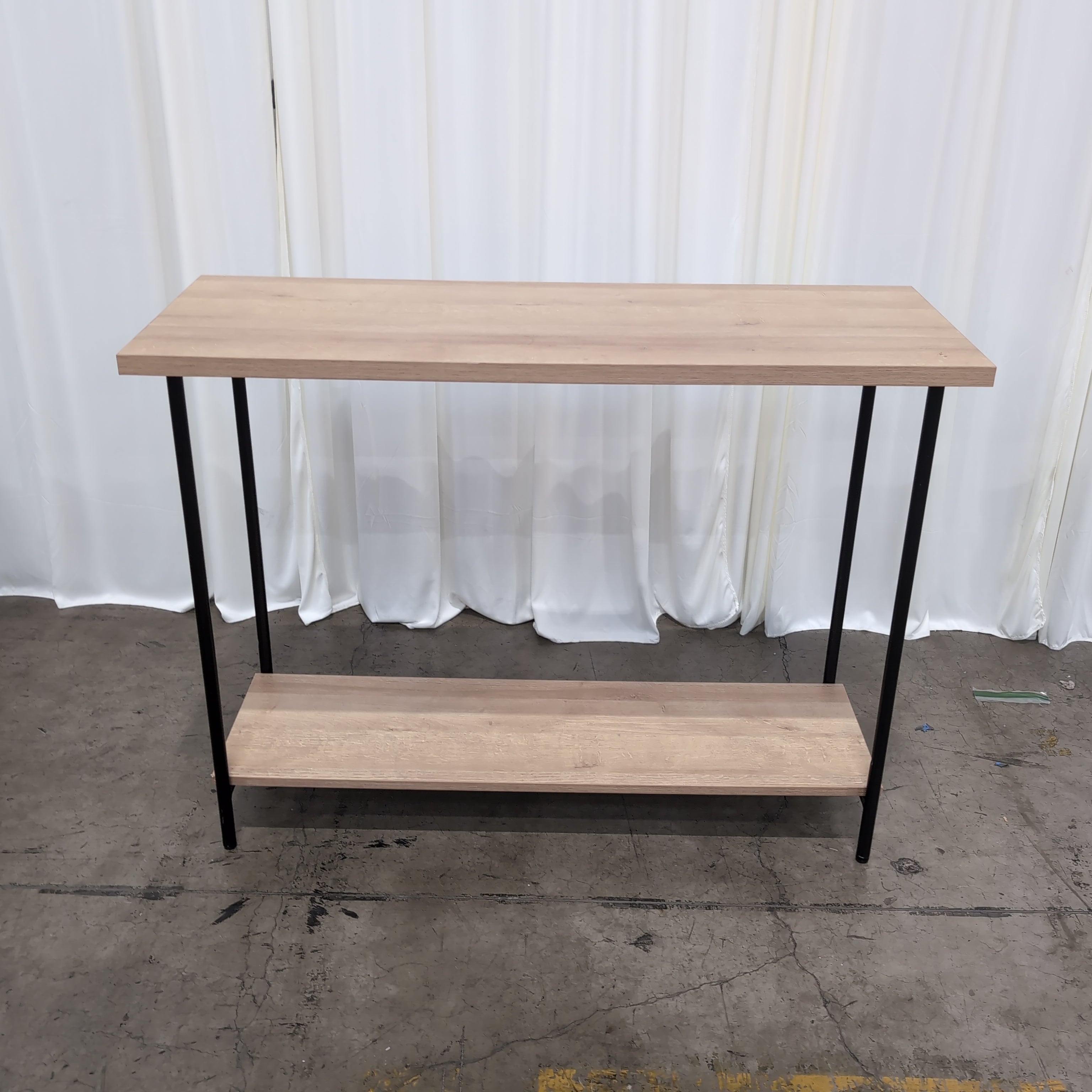 Minimalist Light Wood Console Table with Two Shelves