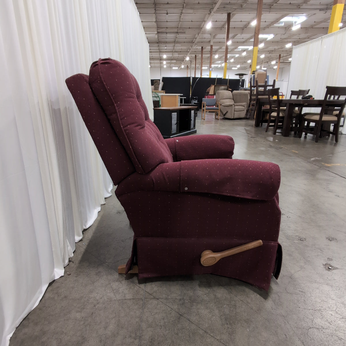Deep Red Tufted Recliner in Fabric