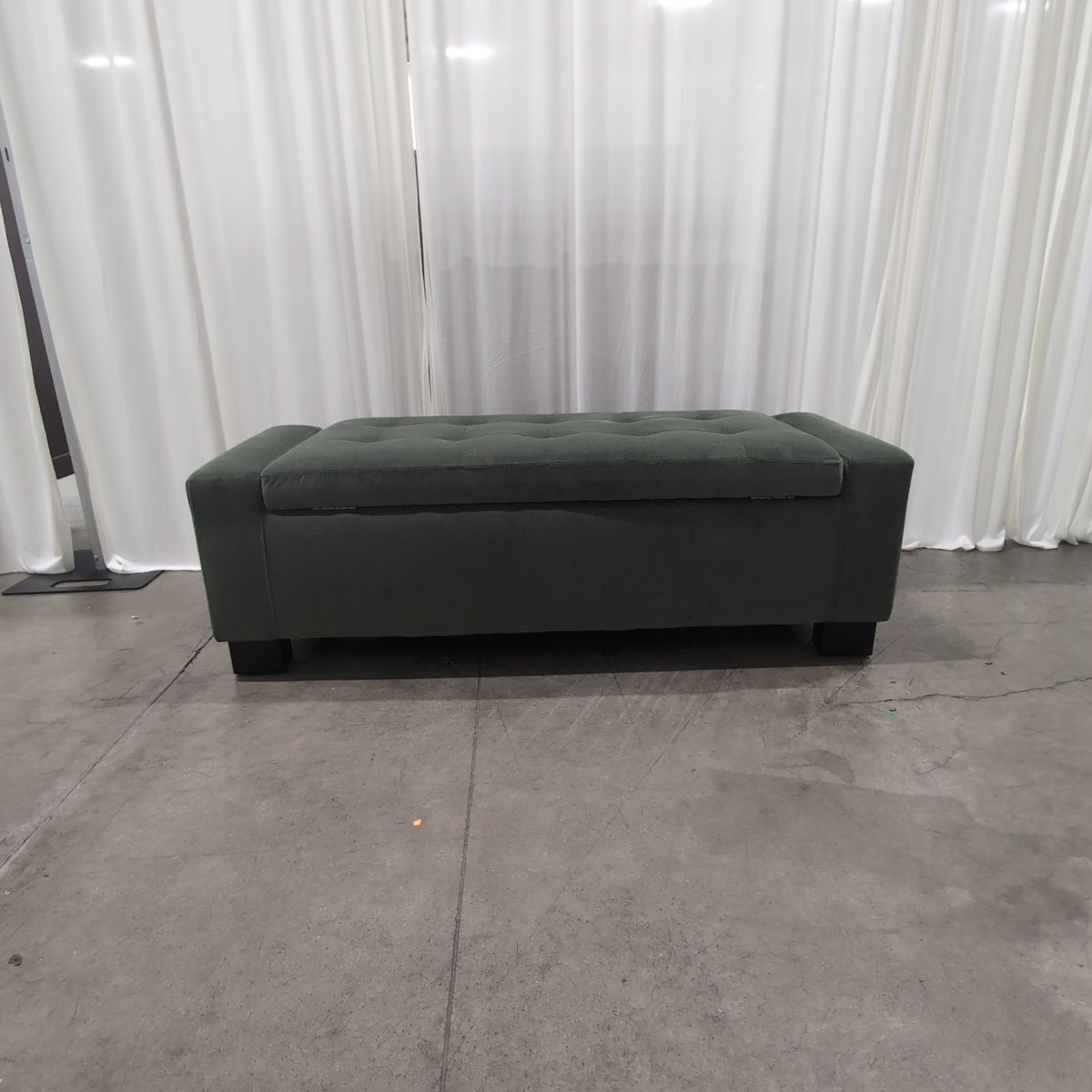 Sage Green Velvet Upholstered Storage Bench